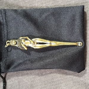 Bestyle Jewelry Gold Tone Brass Nude Female Figure Spoon Pendant NEW IN BOX